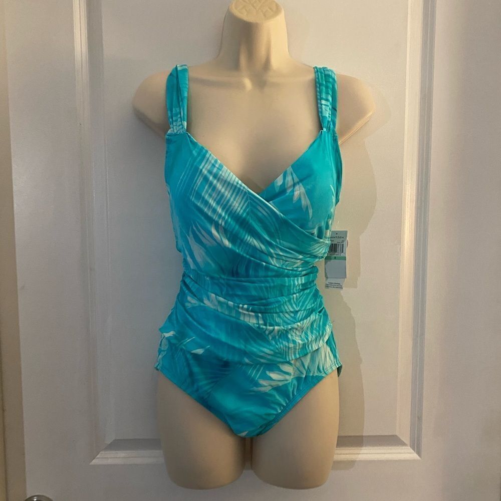 New Jantzen Teal Palm Slimming Swimsuit